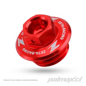 Tapón llenado de aceite de aluminio para motos Off Road Honda, Yamaha y Kawasaki | Zeta Racing · Rojo